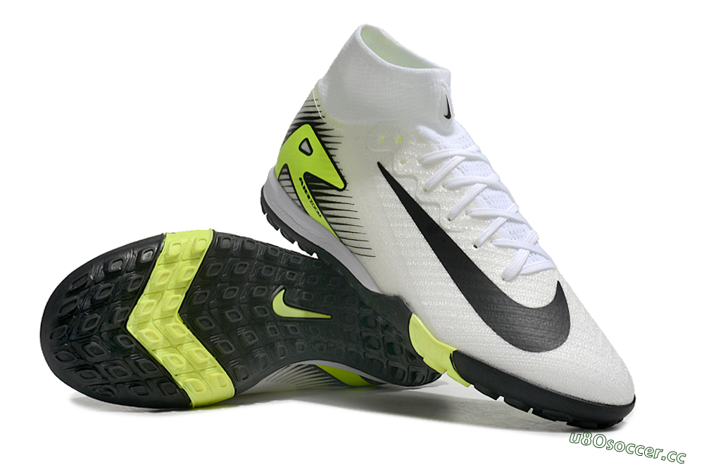 Unisex Nike Air Zoom Mercurial Superfly 10 Elite TF Artificial Turf High-Tops Football Shoes - White/Black/Yellow 3