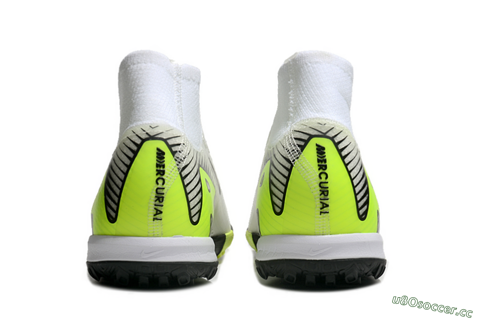 Unisex Nike Air Zoom Mercurial Superfly 10 Elite TF Artificial Turf High-Tops Football Shoes - White/Black/Yellow 6