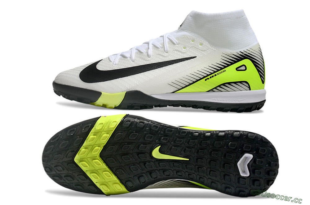 Unisex Nike Air Zoom Mercurial Superfly 10 Elite TF Artificial Turf High-Tops Football Shoes - White/Black/Yellow 1