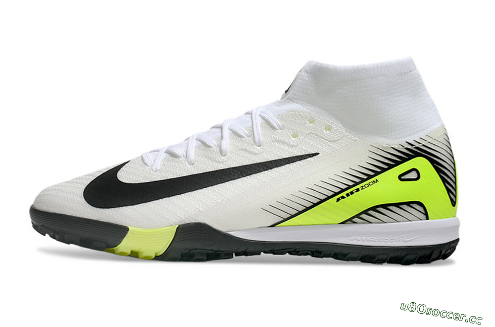Unisex Nike Air Zoom Mercurial Superfly 10 Elite TF Artificial Turf High-Tops Football Shoes - White/Black/Yellow 0