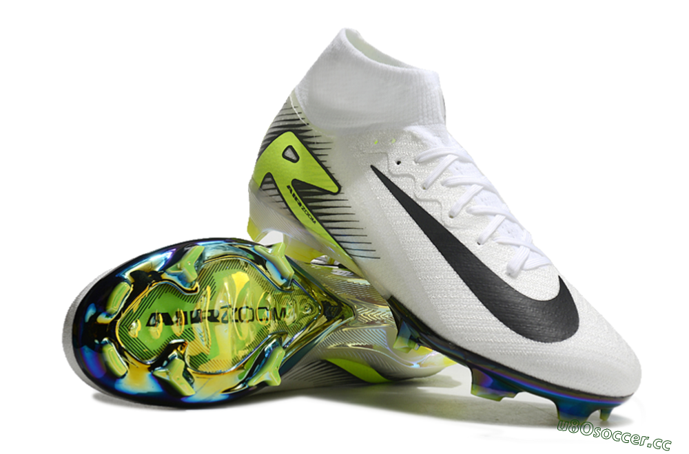 Unisex Nike Air Zoom Mercurial Superfly 10 Elite FG Firm Ground High-Tops Football Boots - White/Black/Yellow/Gold 3