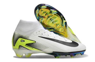 Unisex Nike Air Zoom Mercurial Superfly 10 Elite FG Firm Ground High-Tops Football Boots - White/Black/Yellow/Gold