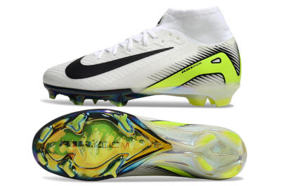 Unisex Nike Air Zoom Mercurial Superfly 10 Elite FG Firm Ground High-Tops Football Boots - White/Black/Yellow/Gold