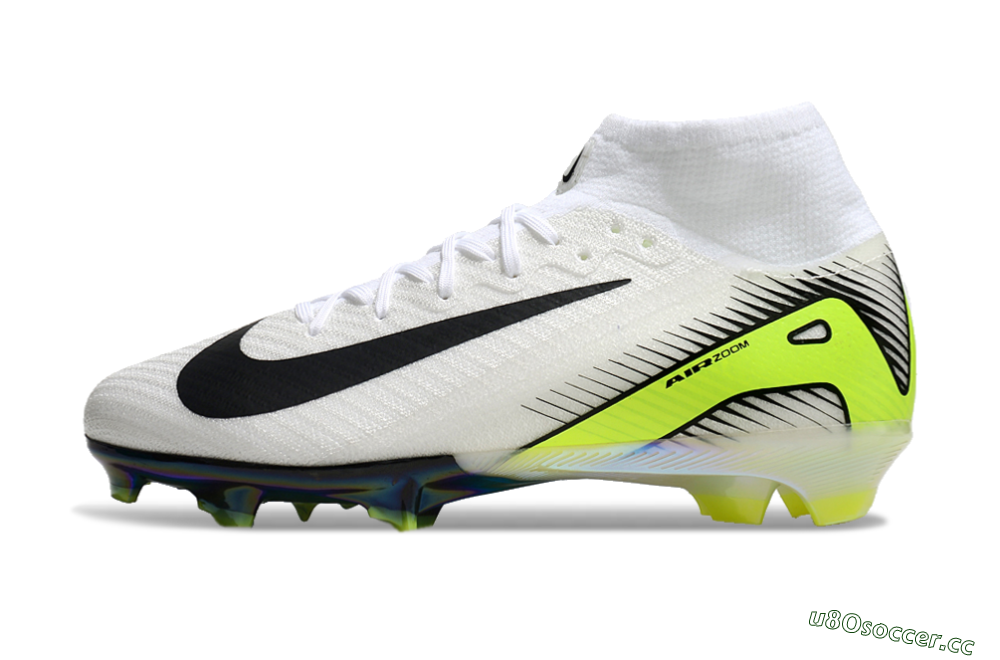 Unisex Nike Air Zoom Mercurial Superfly 10 Elite FG Firm Ground High-Tops Football Boots - White/Black/Yellow/Gold 0