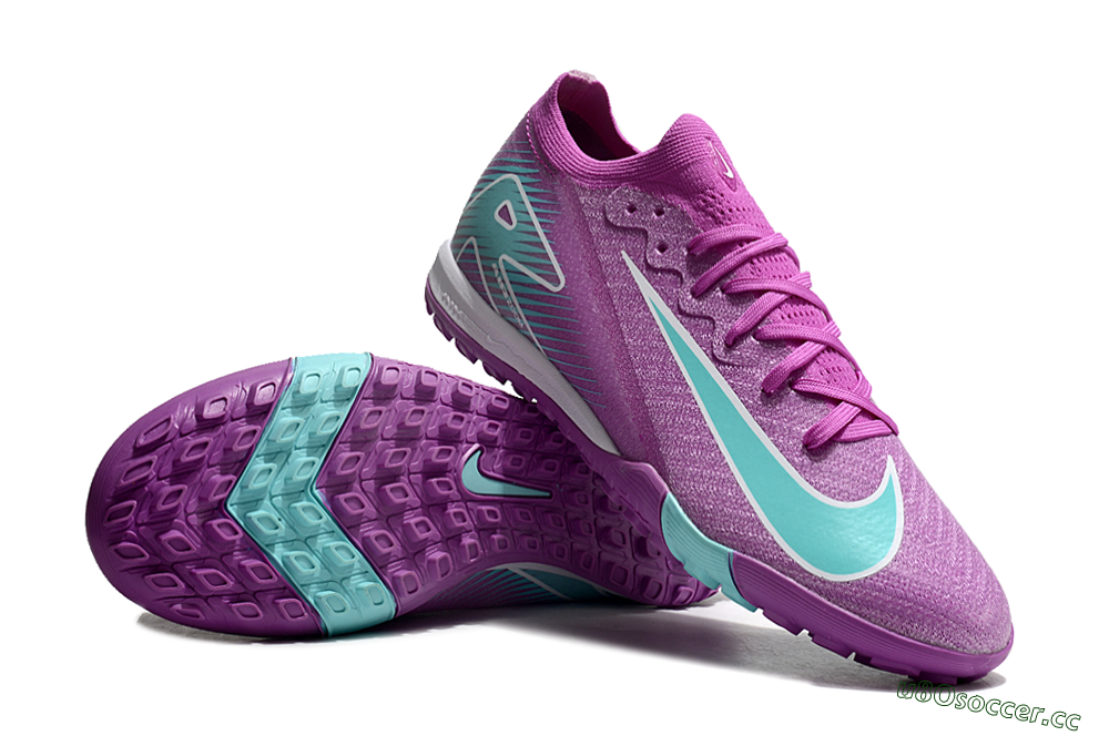 Unisex Nike Air Zoom Mercurial Vapor 16 Elite TF Artificial Turf Low-Tops Football Shoes - Purple/Jade/White 3