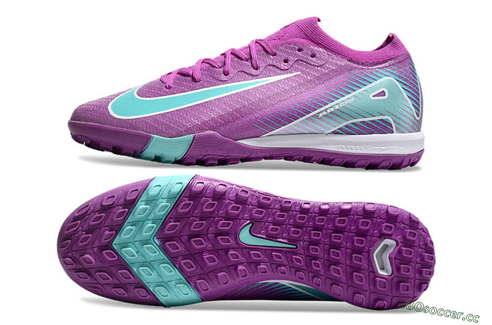 Unisex Nike Air Zoom Mercurial Vapor 16 Elite TF Artificial Turf Low-Tops Football Shoes - Purple/Jade/White 1