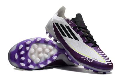 Unisex Messi x Adidas F50 Elite MG Multi Ground Low-Tops Football Boots - White/Black/Purple