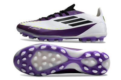 Unisex Messi x Adidas F50 Elite MG Multi Ground Low-Tops Football Boots - White/Black/Purple