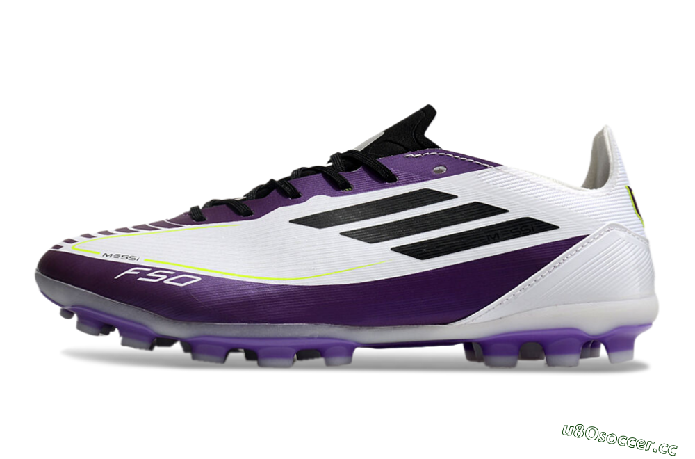 Unisex Messi x Adidas F50 Elite MG Multi Ground Low-Tops Football Boots - White/Black/Purple 0