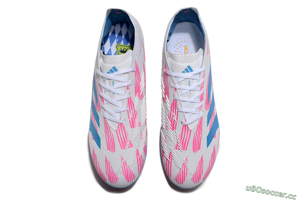 Unisex Adidas Predator Elite 24 MG Multi Ground Low-Tops Football Boots - White/Blue/Pink 4