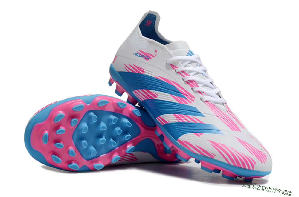 Unisex Adidas Predator Elite 24 MG Multi Ground Low-Tops Football Boots - White/Blue/Pink 3