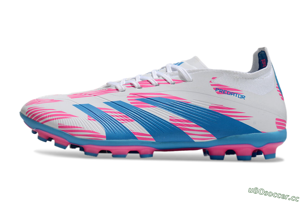Unisex Adidas Predator Elite 24 MG Multi Ground Low-Tops Football Boots - White/Blue/Pink 0