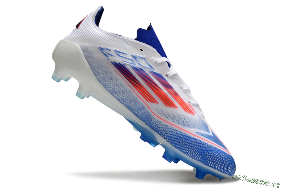 Men's Adidas F50 Elite AG Artificial Grass Low-Tops Football Boots - White/Blue/Red 5