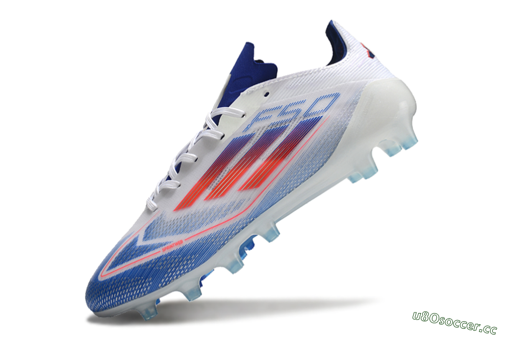 Men's Adidas F50 Elite AG Artificial Grass Low-Tops Football Boots - White/Blue/Red 6