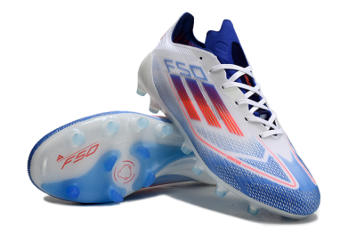Men's Adidas F50 Elite AG Artificial Grass Low-Tops Football Boots - White/Blue/Red