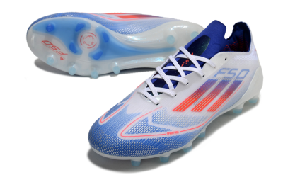 Men's Adidas F50 Elite AG Artificial Grass Low-Tops Football Boots - White/Blue/Red