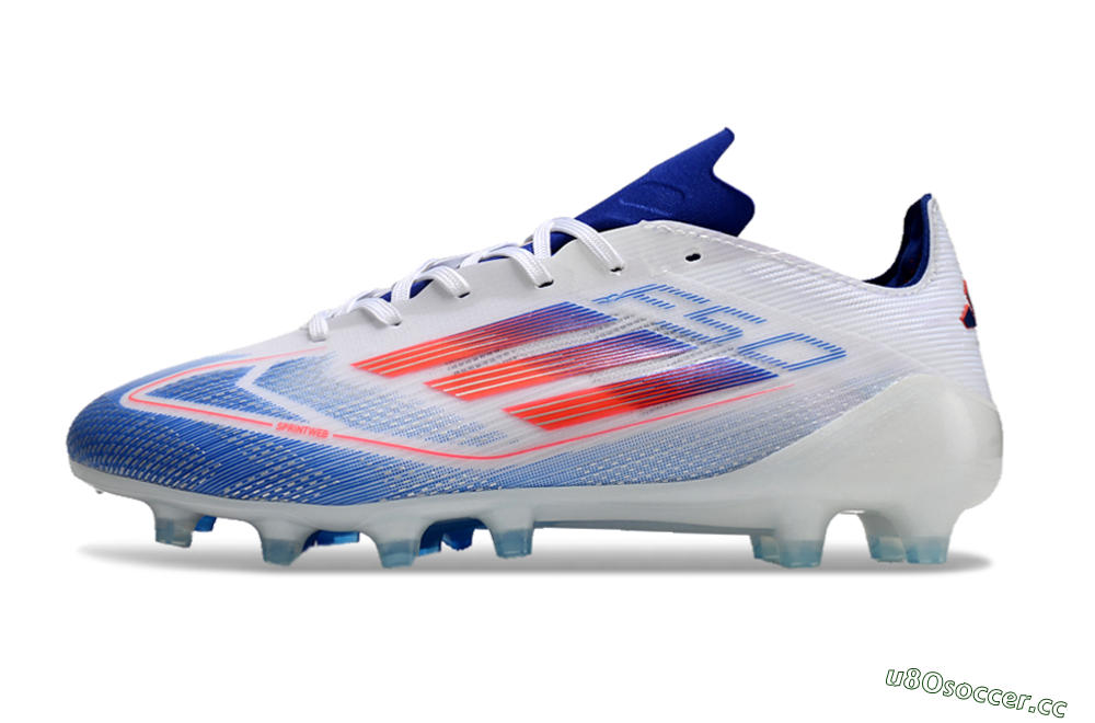 Men's Adidas F50 Elite AG Artificial Grass Low-Tops Football Boots - White/Blue/Red 0