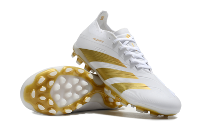 Unisex Adidas Predator Elite 24 MG Multi Ground Low-Tops Football Boots - White/Gold