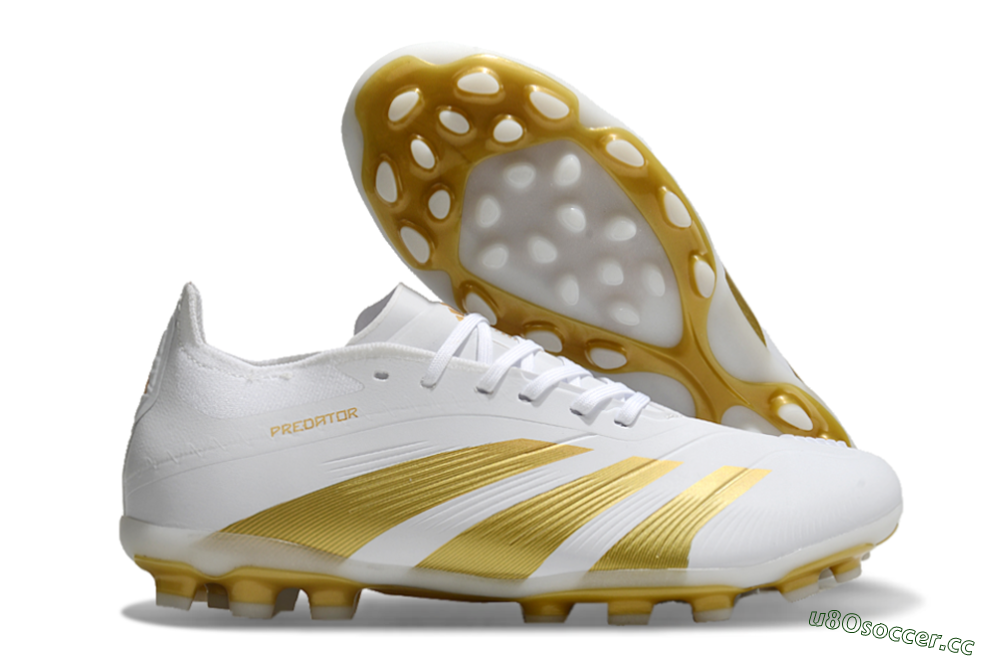 Unisex Adidas Predator Elite 24 MG Multi Ground Low-Tops Football Boots - White/Gold 2