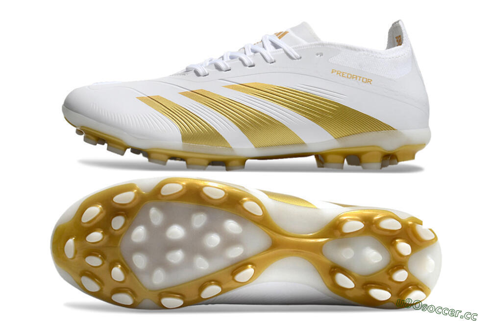 Unisex Adidas Predator Elite 24 MG Multi Ground Low-Tops Football Boots - White/Gold 1