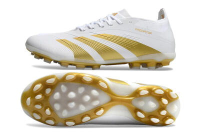 Unisex Adidas Predator Elite 24 MG Multi Ground Low-Tops Football Boots - White/Gold