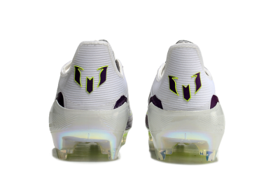 Unisex Messi x Adidas F50 Elite FG Firm Ground Low-Tops Football Boots - White/Black/Purple