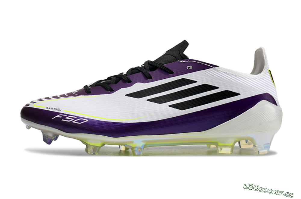 Unisex Messi x Adidas F50 Elite FG Firm Ground Low-Tops Football Boots - White/Black/Purple 0