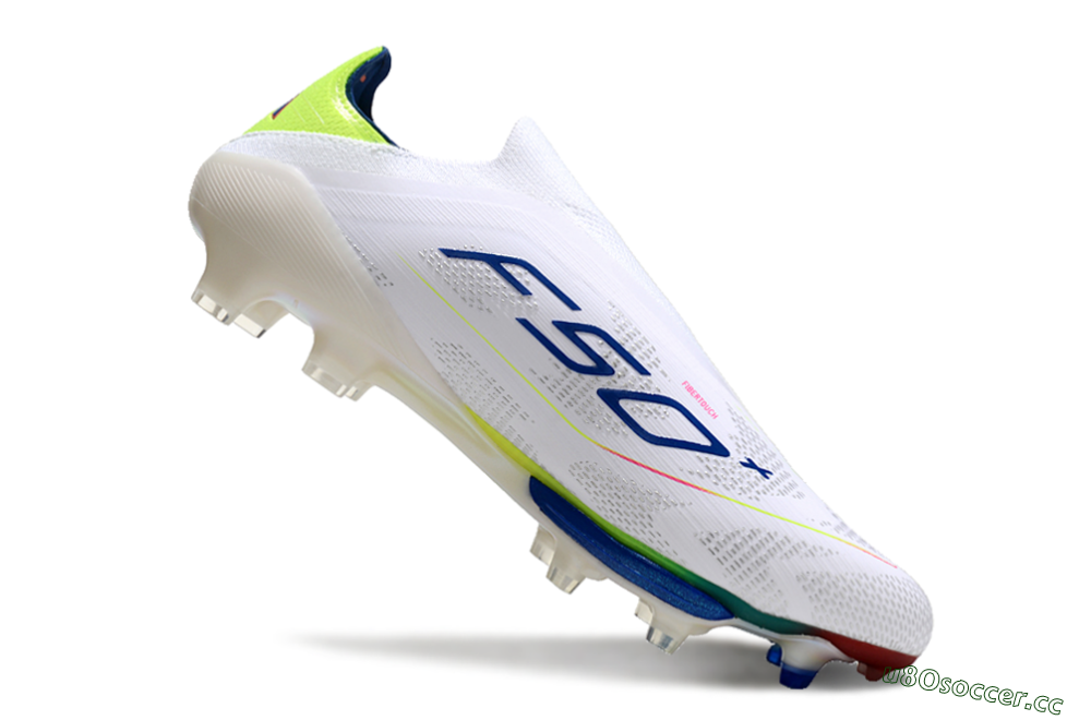 Unisex Adidas F50+ Lightstrike Elite FG Firm Ground Low-Tops Football Boots - White/Blue/Yellow 5