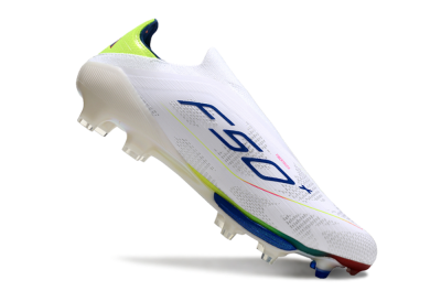 Unisex Adidas F50+ Lightstrike Elite FG Firm Ground Low-Tops Football Boots - White/Blue/Yellow