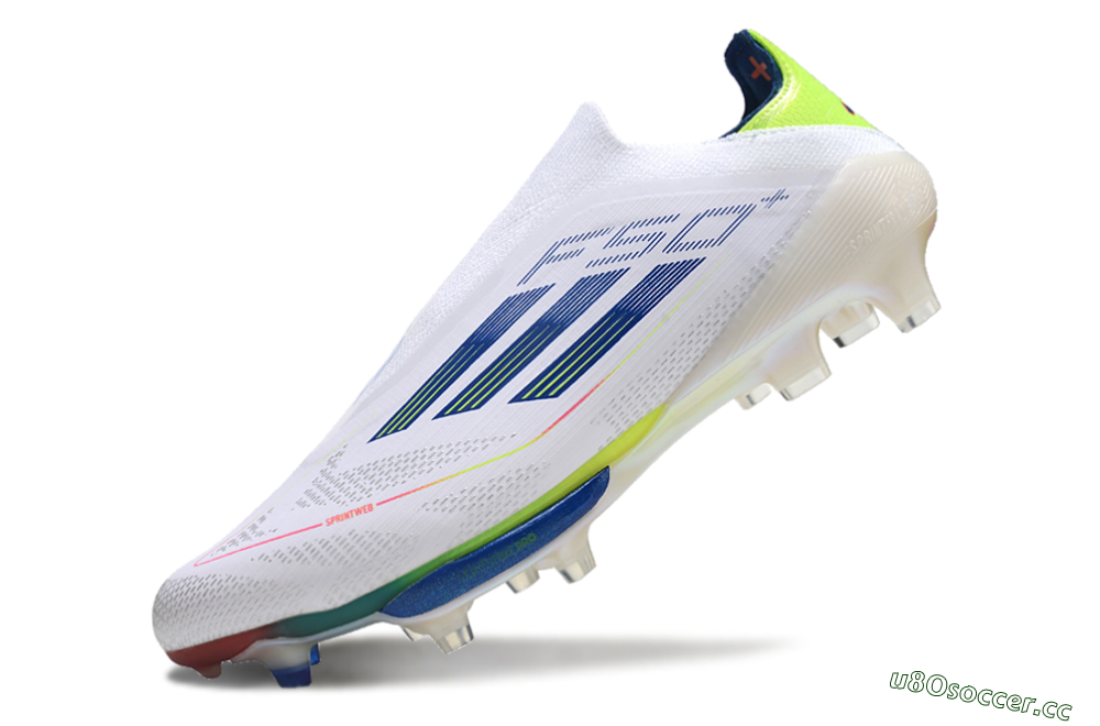 Unisex Adidas F50+ Lightstrike Elite FG Firm Ground Low-Tops Football Boots - White/Blue/Yellow 6