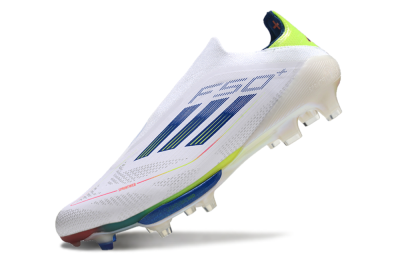 Unisex Adidas F50+ Lightstrike Elite FG Firm Ground Low-Tops Football Boots - White/Blue/Yellow