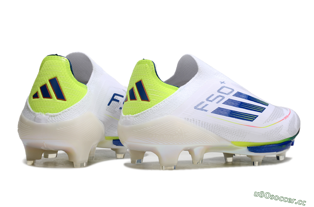 Unisex Adidas F50+ Lightstrike Elite FG Firm Ground Low-Tops Football Boots - White/Blue/Yellow 7