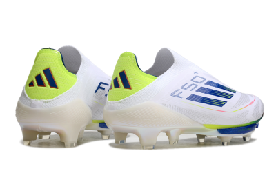 Unisex Adidas F50+ Lightstrike Elite FG Firm Ground Low-Tops Football Boots - White/Blue/Yellow