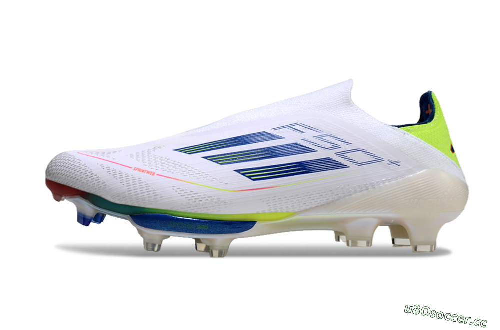 Unisex Adidas F50+ Lightstrike Elite FG Firm Ground Low-Tops Football Boots - White/Blue/Yellow 0