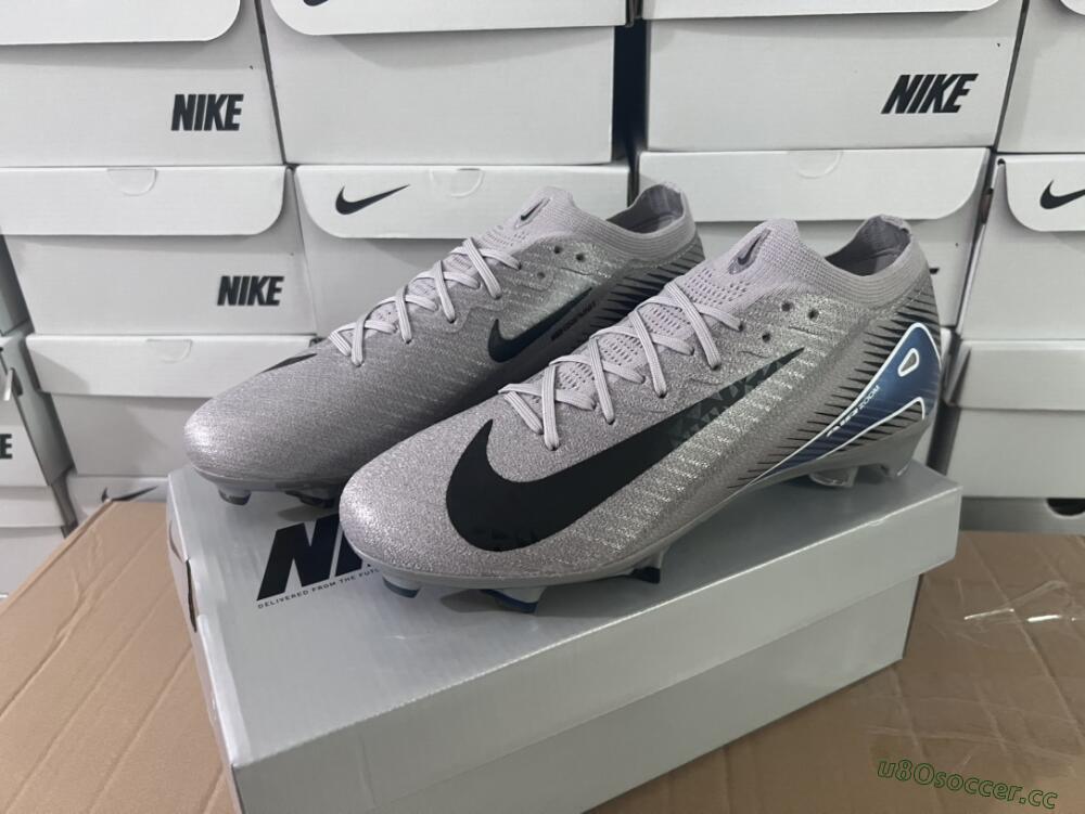 Unisex Nike Air Zoom Mercurial Vapor 16 Elite FG Firm Ground Low-Tops Football Boots - Grey/Black/Blue