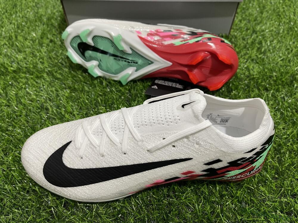 Unisex Nike Air Zoom Mercurial Vapor 16 Elite FG Firm Ground Low-Tops Football Boots - White/Black/Pink/Green