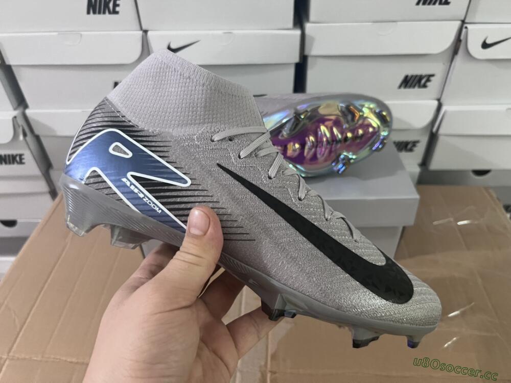 Unisex Nike Mercurial Superfly 10 Elite FG Firm Ground High-Tops Football Boots - Grey/Black/Blue/Gold