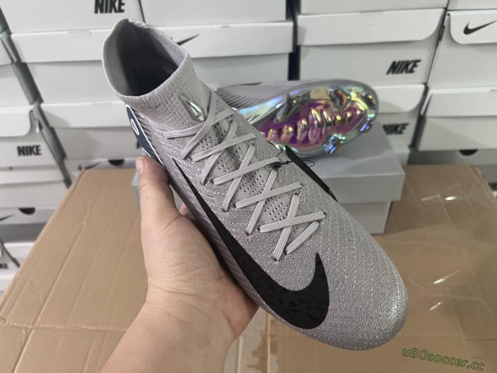 Unisex Nike Mercurial Superfly 10 Elite FG Firm Ground High-Tops Football Boots - Grey/Black/Blue/Gold
