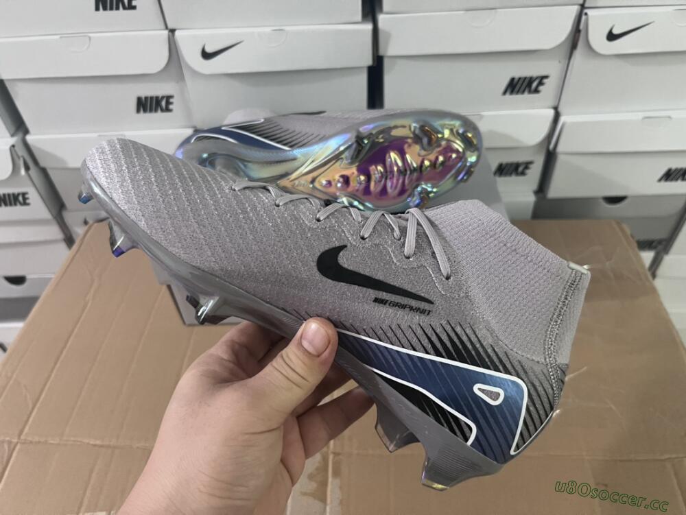 Unisex Nike Mercurial Superfly 10 Elite FG Firm Ground High-Tops Football Boots - Grey/Black/Blue/Gold
