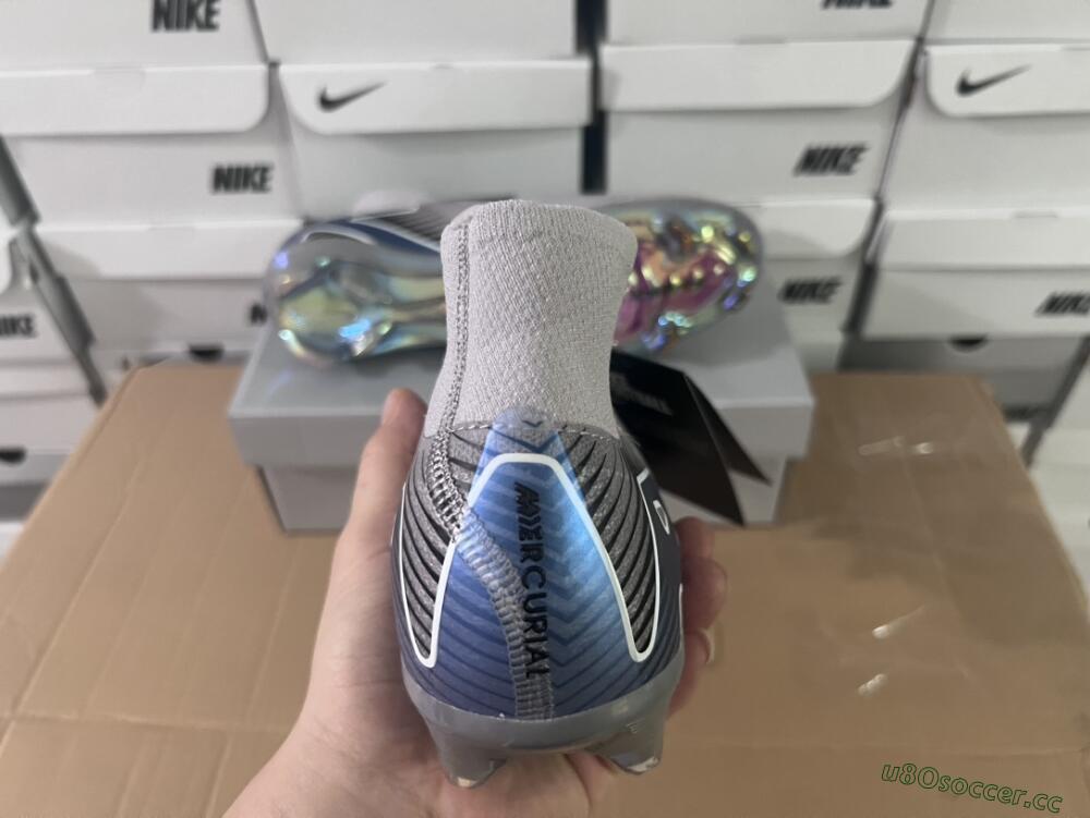 Unisex Nike Mercurial Superfly 10 Elite FG Firm Ground High-Tops Football Boots - Grey/Black/Blue/Gold