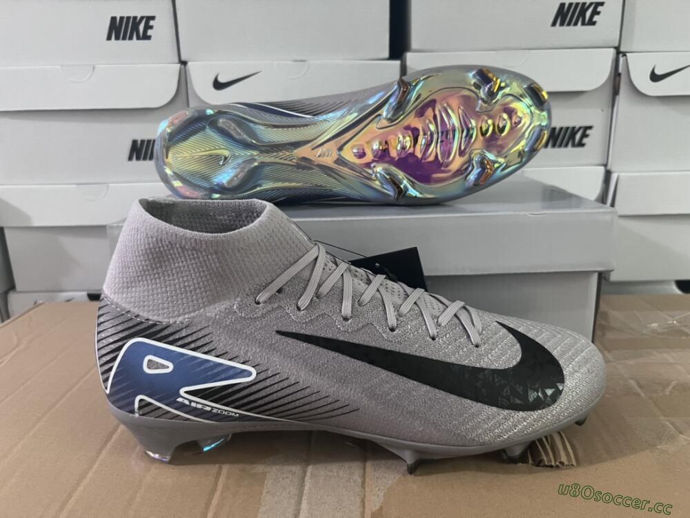 Unisex Nike Mercurial Superfly 10 Elite FG Firm Ground High-Tops Football Boots - Grey/Black/Blue/Gold