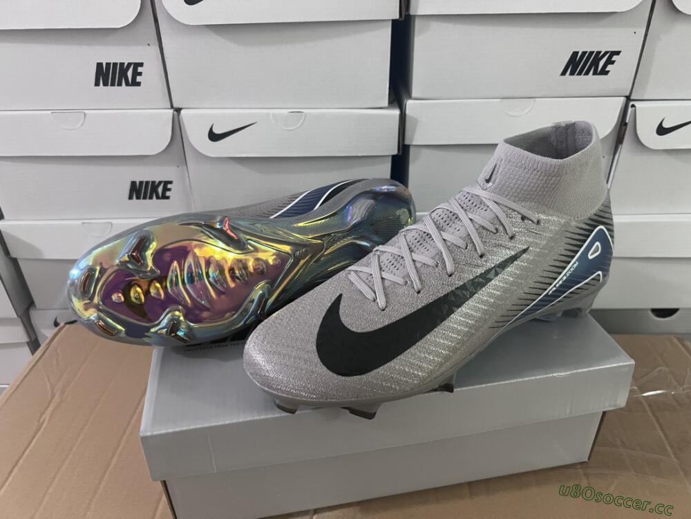 Unisex Nike Mercurial Superfly 10 Elite FG Firm Ground High-Tops Football Boots - Grey/Black/Blue/Gold