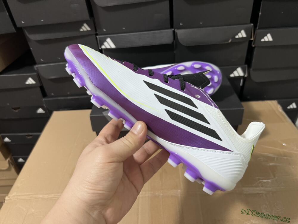 Unisex Messi x Adidas F50 Elite MG Multi Ground Low-Tops Football Boots - White/Black/Purple