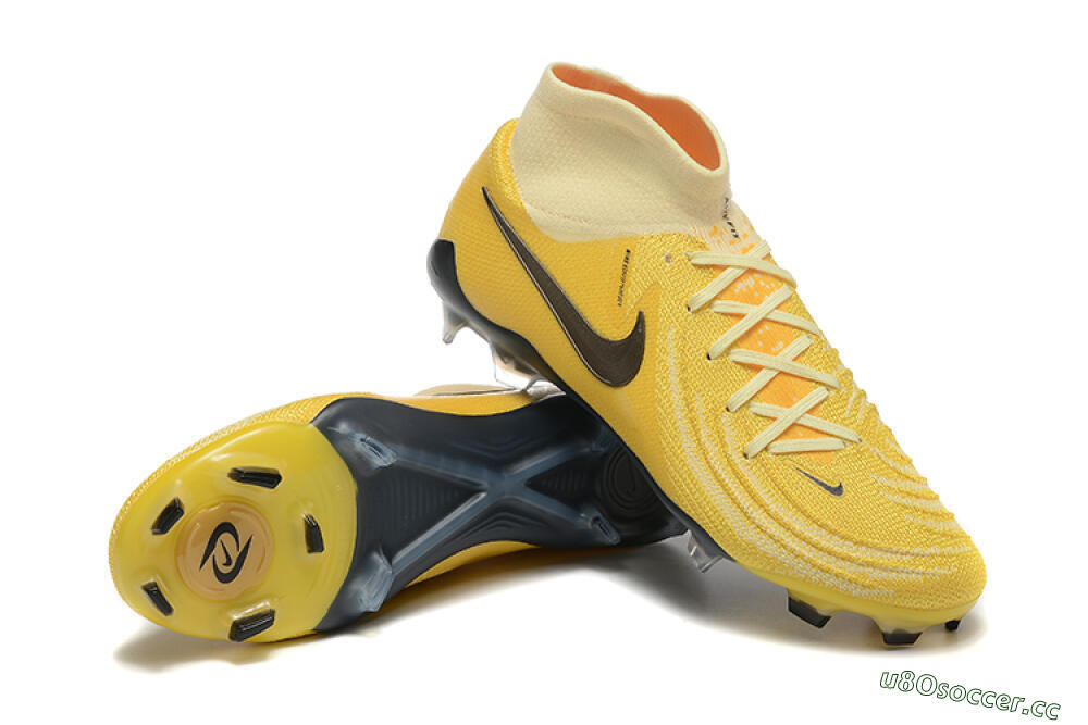 Men's Nike Phantom Luna Elite FG Firm Ground High-Tops Football Boots - Yellow/White/Black 4