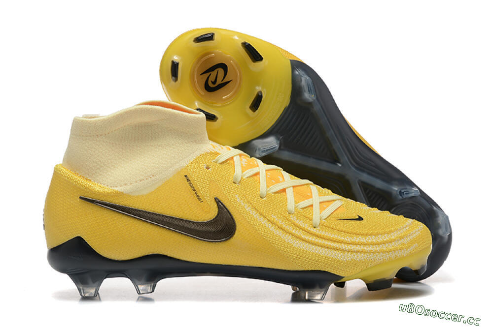Men's Nike Phantom Luna Elite FG Firm Ground High-Tops Football Boots - Yellow/White/Black 2