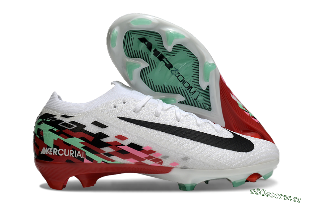 Unisex Nike Air Zoom Mercurial Vapor 16 Elite FG Firm Ground Low-Tops Football Boots - White/Black/Pink/Green 2