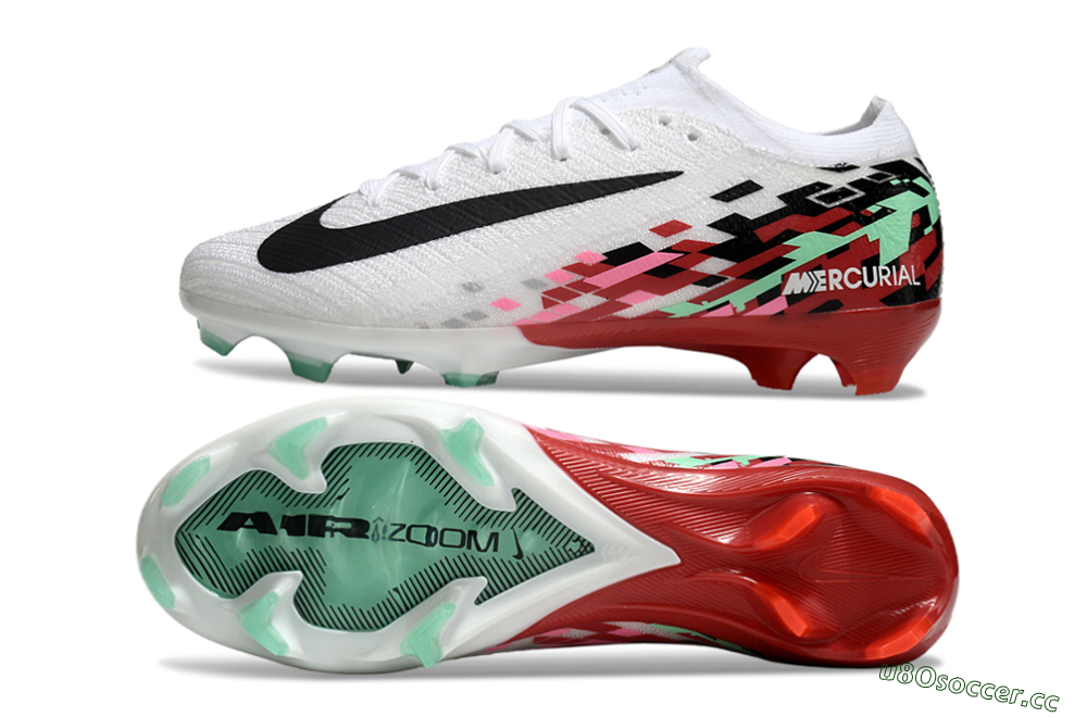 Unisex Nike Air Zoom Mercurial Vapor 16 Elite FG Firm Ground Low-Tops Football Boots - White/Black/Pink/Green 1