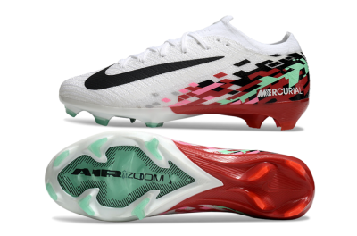 Unisex Nike Air Zoom Mercurial Vapor 16 Elite FG Firm Ground Low-Tops Football Boots - White/Black/Pink/Green