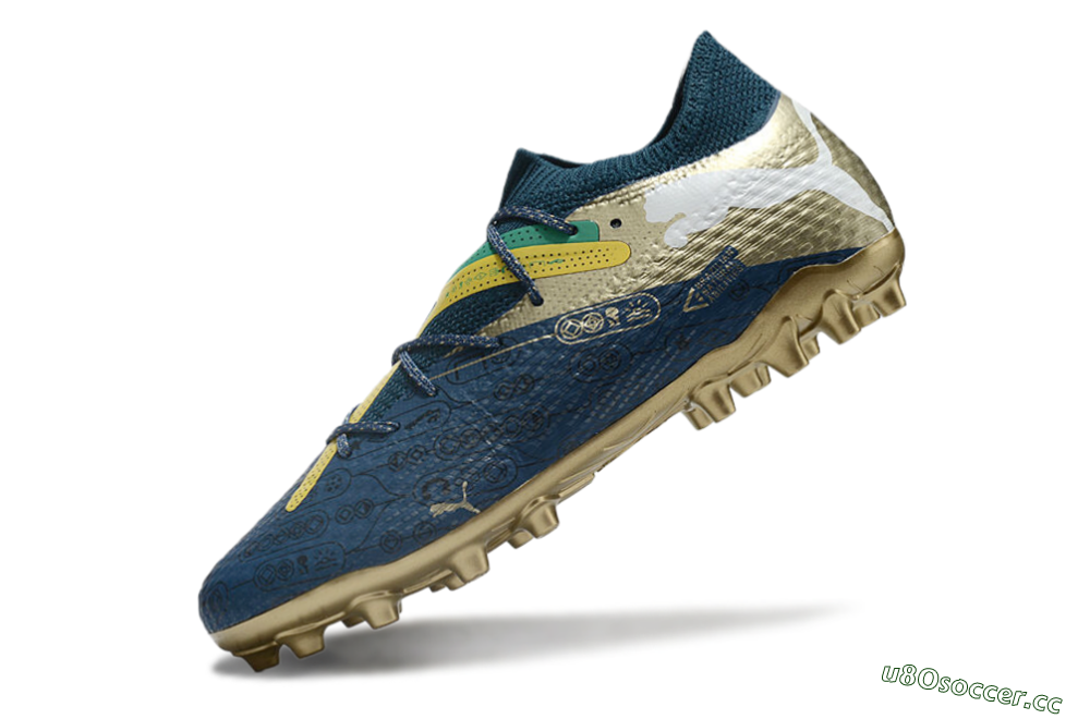 Men's Puma Future Ultimate MG Multi Ground Low-Tops Football Boots - Blue/White/Gold 5
