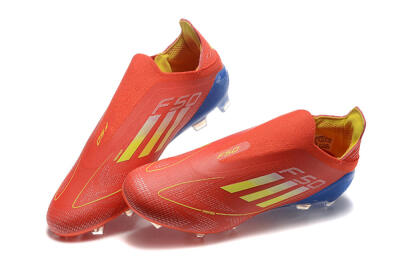 Men's Adidas F50 Elite Laceless FG Firm Ground Low-Tops Football Boots - Red/Yellow/Blue